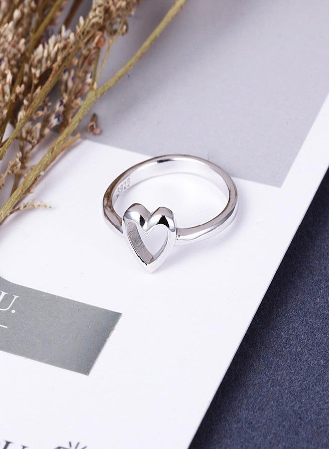 CCBFY Stainless Steel Simple Minimalist Heart Finger Rings for Women Wedding Engagement Statement Jewelry Silver 4 - Image 2